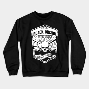 Black orchid tattoo skull Crewneck Sweatshirt